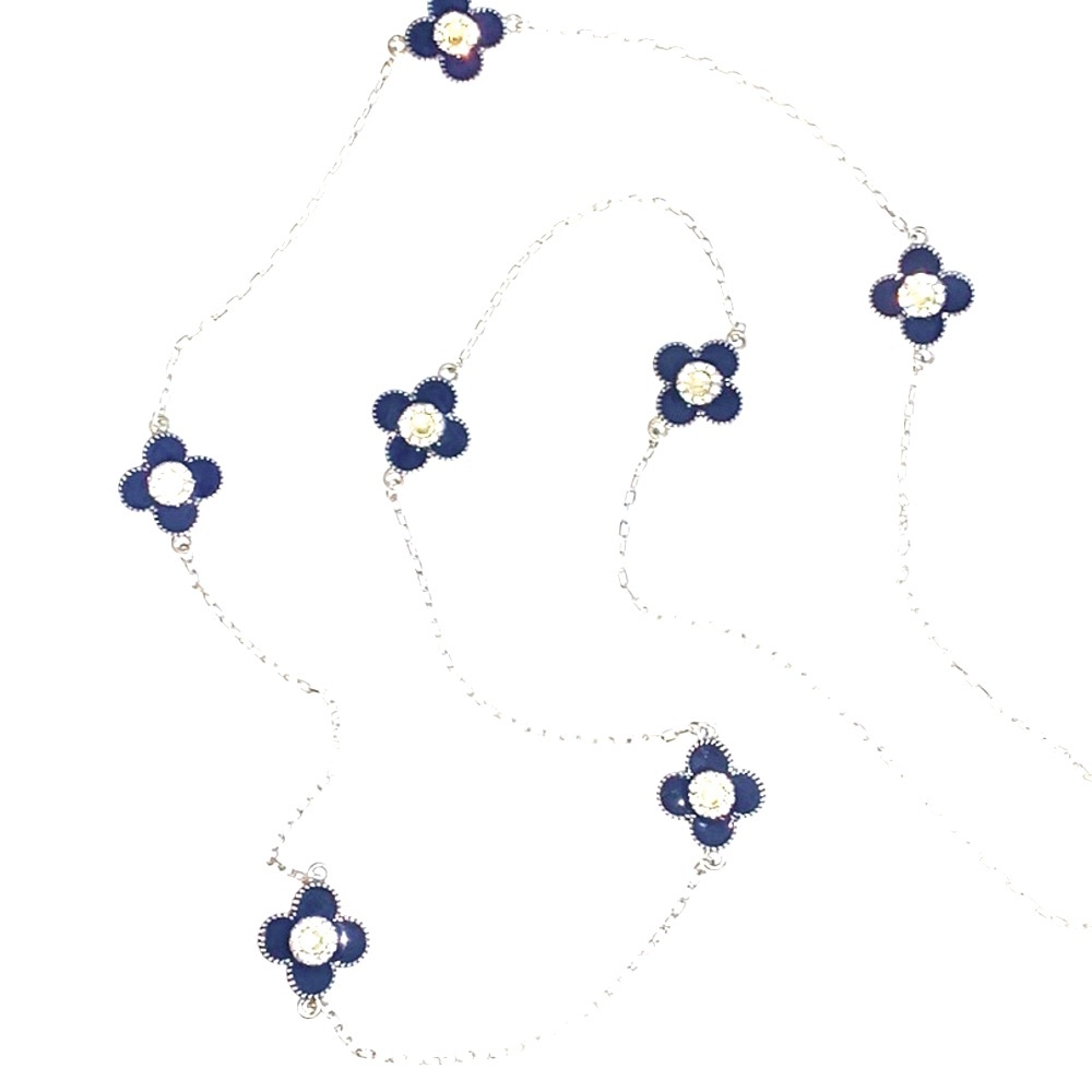 Long Navy/Crystal Necklace